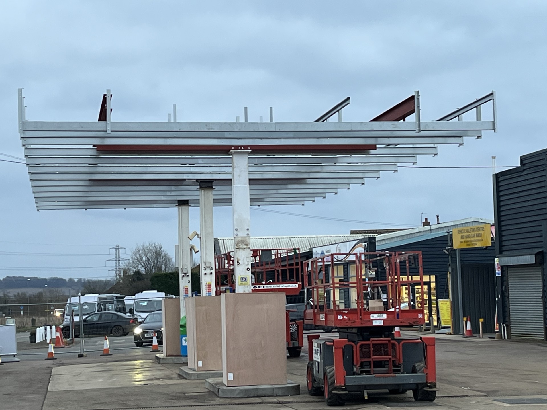 Image of a canopy during construction